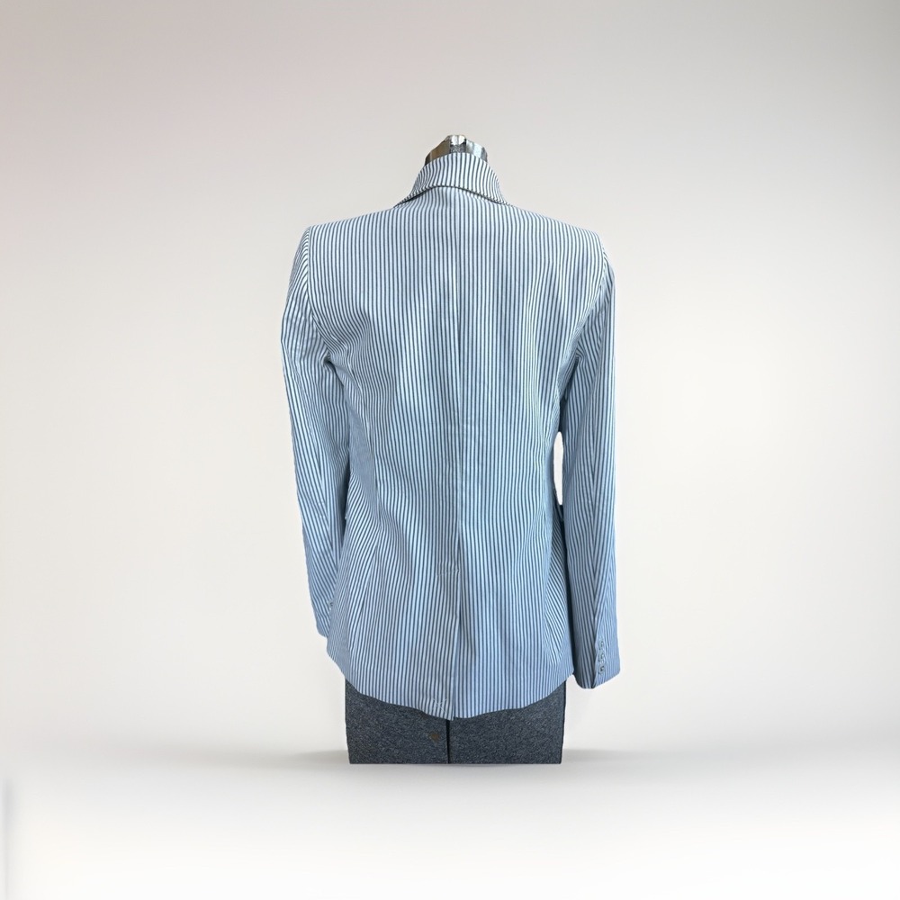 NWT Carolina Belle Montreal Womens Gray Double Breasted Striped Blazer Size M - Picture 4 of 5